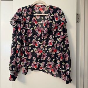 Women’s floral ruffle blouse VICI size large like new